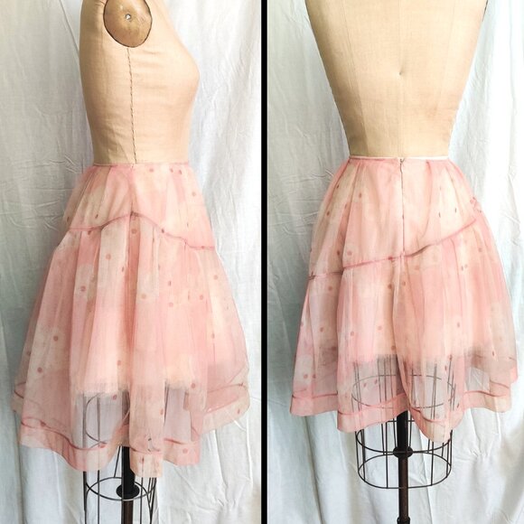 Simone Rocha SS16 Kimono Pink Floral Sheer Tulle Full Knee-length Skirt 6 10 S - Picture 6 of 10